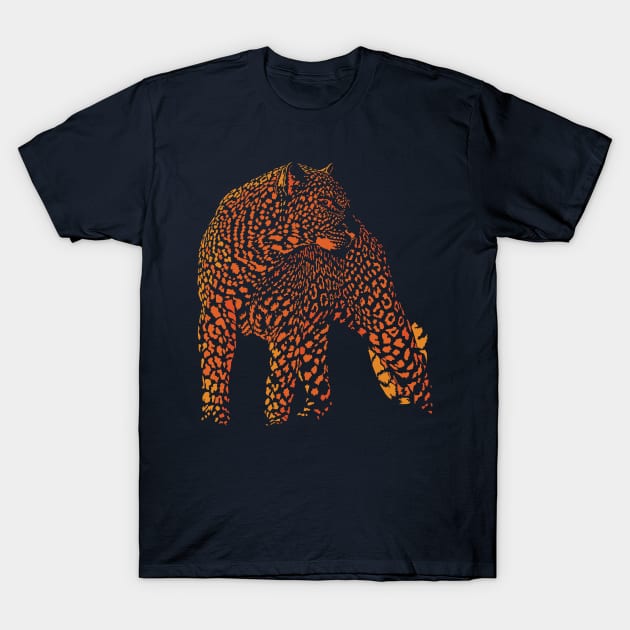 Cheetah orange silhoutte T-Shirt by tepy 